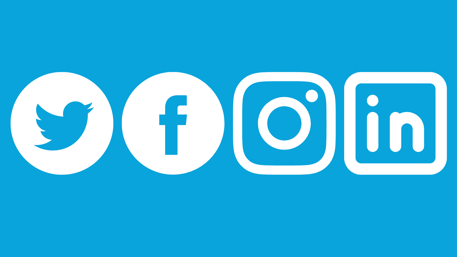 Social media icons in a row on a blue background