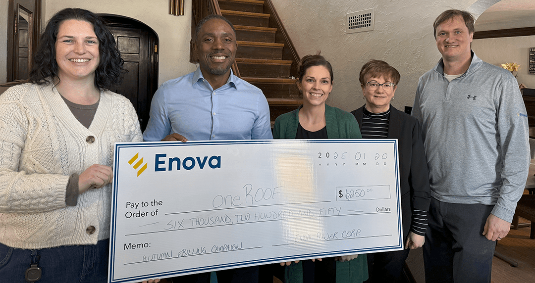 Enova Power Corp. donates $6,250 to oneROOF Youth Services