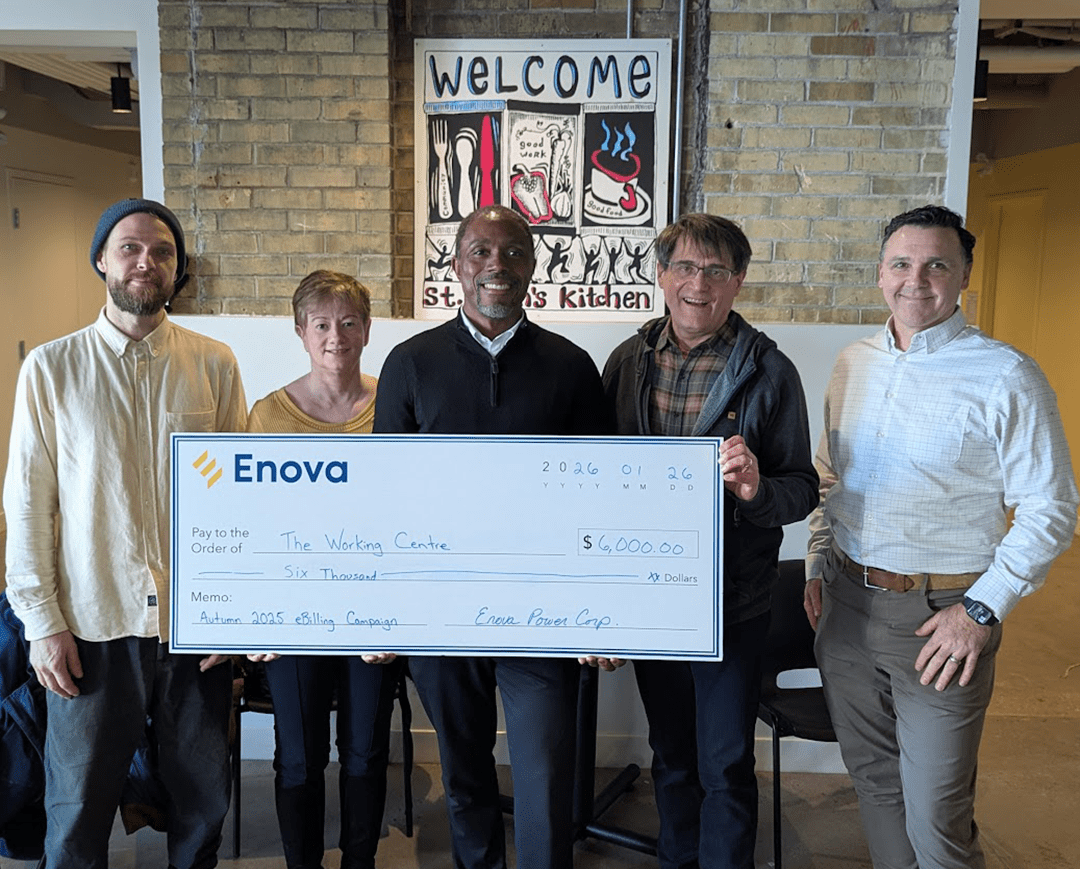 Enova Power Corp. donates $6,000 to The Working Centre.